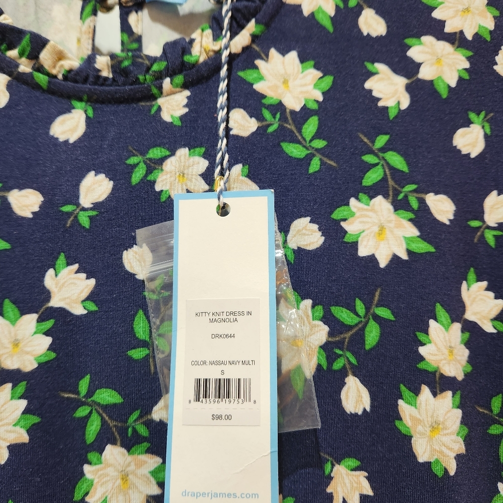 Draper James Kitty knit dress, navy magnolia print, small, NWT - Picture 6 of 9